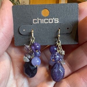 Chico's Amethyst and Lavender Beaded Earrings